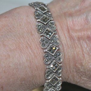Vintage MC 925 Sterling Marcasite Tennis Bracelet